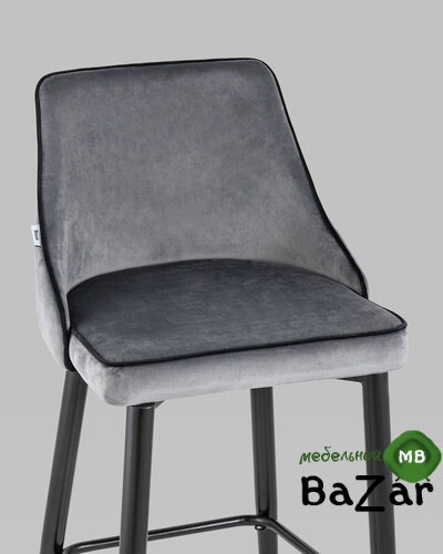 Стул барный Коби велюр серый