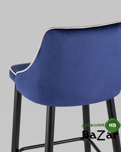 Стул барный Коби велюр синий