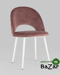 Стул Меган велюр с ромбами пыльно-розовый белые ножки Стул Меган велюр с ромбами пыльно-розовый белые ножки