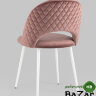 Стул Меган велюр с ромбами пыльно-розовый белые ножки Стул Меган велюр с ромбами пыльно-розовый белые ножки