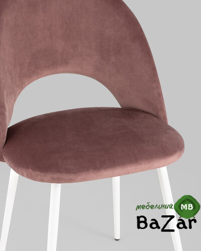 Стул Меган велюр с ромбами пыльно-розовый белые ножки Стул Меган велюр с ромбами пыльно-розовый белые ножки