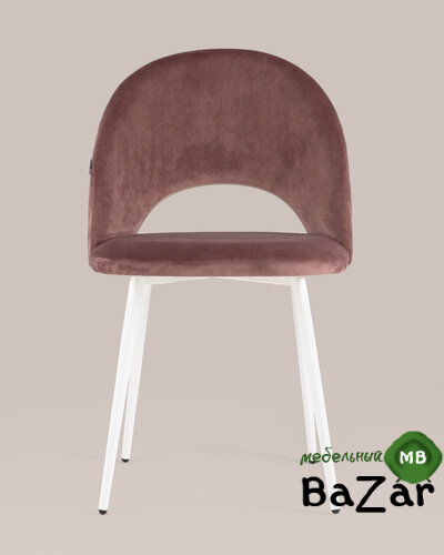 Стул Меган велюр с ромбами пыльно-розовый белые ножки Стул Меган велюр с ромбами пыльно-розовый белые ножки