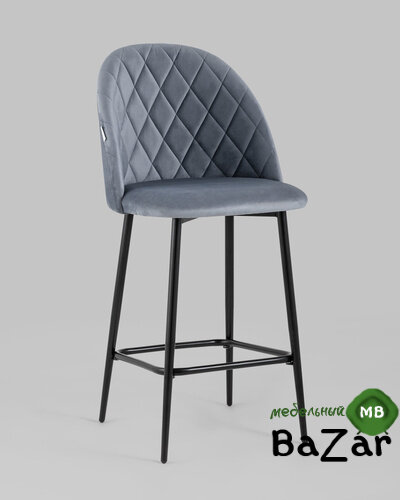 Стул полубарный Марсель велюр серый