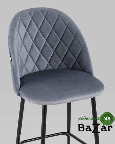 Стул полубарный Марсель велюр серый