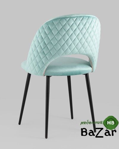 Стул Меган велюр с ромбами пыльно-голубой Стул Меган велюр с ромбами пыльно-голубой