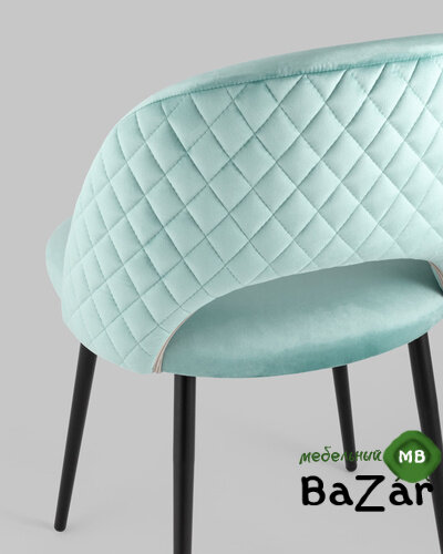 Стул Меган велюр с ромбами пыльно-голубой Стул Меган велюр с ромбами пыльно-голубой