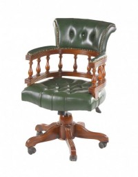 CHO-001. Кресло офисное, кожа ЗЕЛ. (массив кр. дер,) 61х58х110 см, цвет: Вишня. Napoleon of.chair, ANTIQUE
