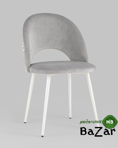 Стул Меган велюр с ромбами светло-серый белые ножки Стул Меган велюр с ромбами светло-серый белые ножки