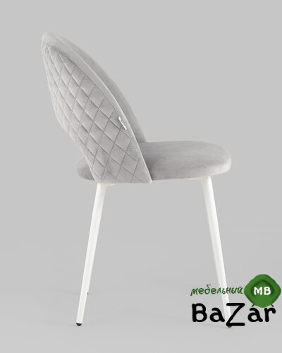 Стул Меган велюр с ромбами светло-серый белые ножки Стул Меган велюр с ромбами светло-серый белые ножки