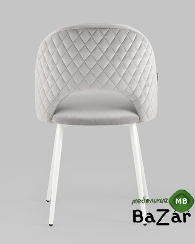 Стул Меган велюр с ромбами светло-серый белые ножки Стул Меган велюр с ромбами светло-серый белые ножки