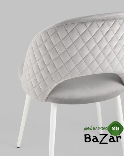 Стул Меган велюр с ромбами светло-серый белые ножки Стул Меган велюр с ромбами светло-серый белые ножки