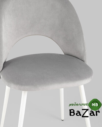 Стул Меган велюр с ромбами светло-серый белые ножки Стул Меган велюр с ромбами светло-серый белые ножки