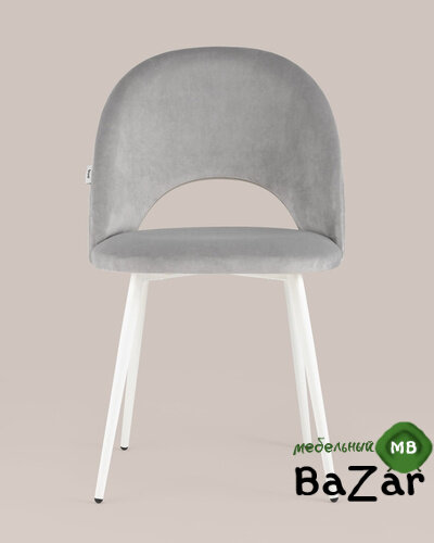 Стул Меган велюр с ромбами светло-серый белые ножки Стул Меган велюр с ромбами светло-серый белые ножки