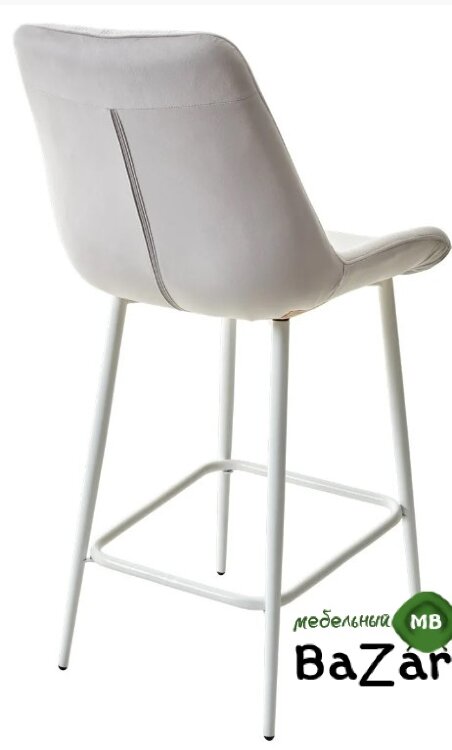 Полубарный стул ХОФМАН, цвет H-09 Светло-серый, велюр / белый каркас
