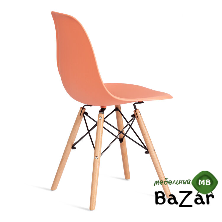 Стул CINDY (EAMES) (mod. 1801) дерево бук/металл/сиденье пластик Orange (Оранжевый)