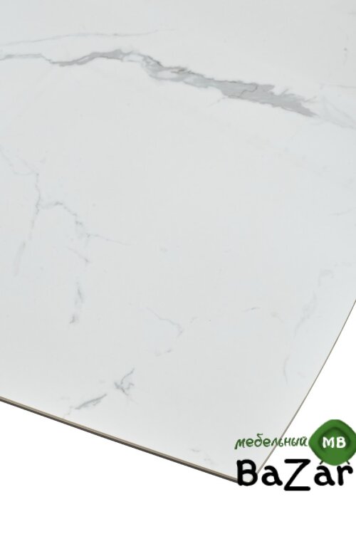 Стол ROVIGO 170 HIGH GLOSS STATUARIO Белый мрамор глянцевый, керамика/ черный каркас