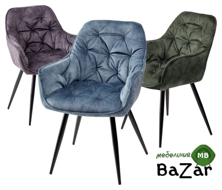 Стул MALTA 912-06 темно-серый, велюр/черный каркас