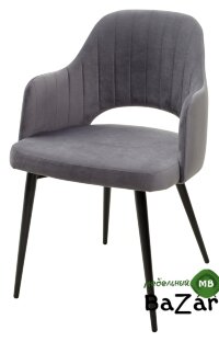 Стул FANTINE-LA СЕРЫЙ #27, велюр / черный каркас
