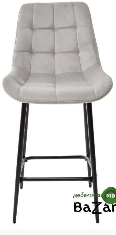 Полубарный стул ХОФМАН, цвет H-09 Светло-серый, велюр / черный каркас