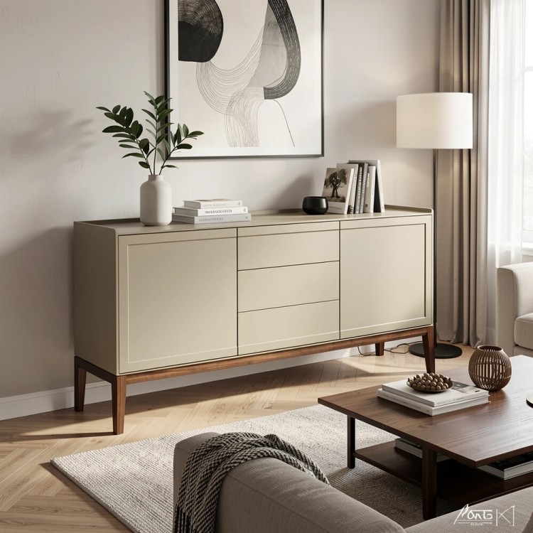 Комод широкий 3 ящика и 2 фасада MRS403Q Каменно-серый