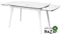 Стол ELIOT 120 HIGH GLOSS STATUARIO Белый мрамор глянцевый, керамика/ белый каркас
