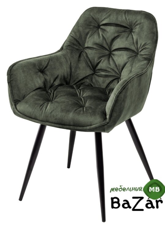 Стул MALTA 912-04 серо-зеленый, велюр/черный каркас 