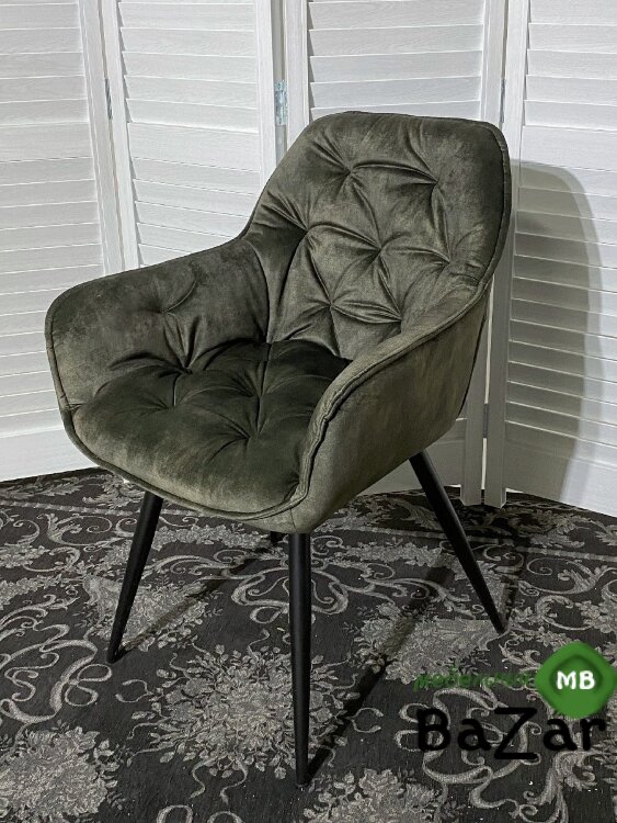 Стул MALTA 912-04 серо-зеленый, велюр/черный каркас 