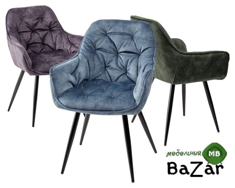 Стул MALTA 912-04 серо-зеленый, велюр/черный каркас 