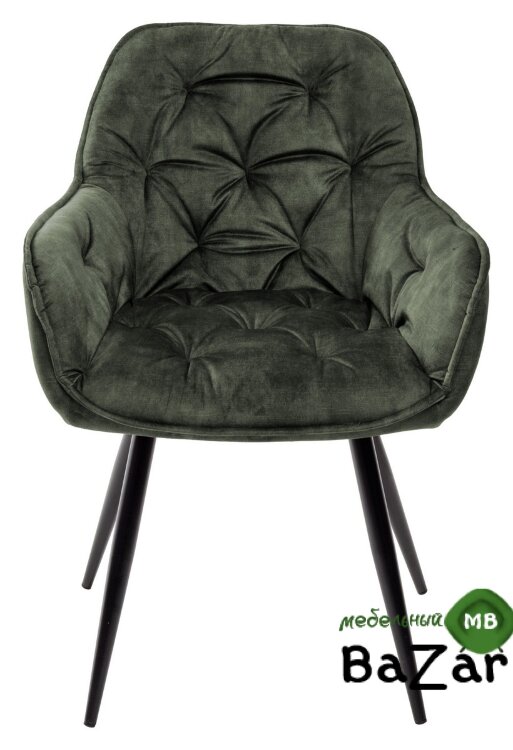 Стул MALTA 912-04 серо-зеленый, велюр/черный каркас 