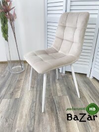 Стул CHILLI G108-06 серебристо-серый/ белый каркас, велюр