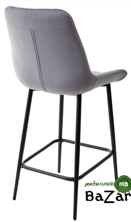 Полубарный стул ХОФМАН, цвет H-14 Серый, велюр / черный каркас