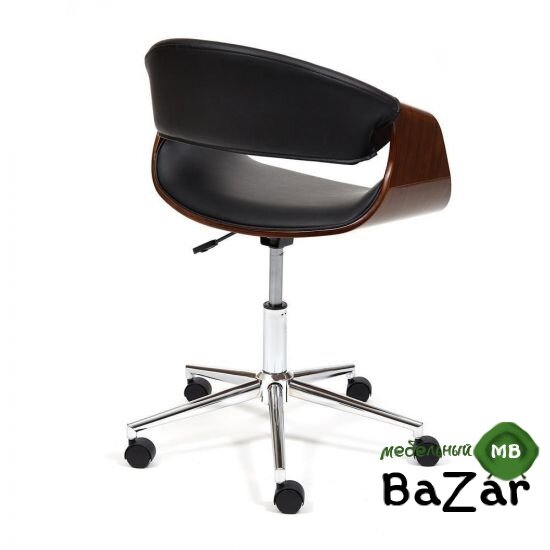 Кресло BEND орех, кож/зам черный