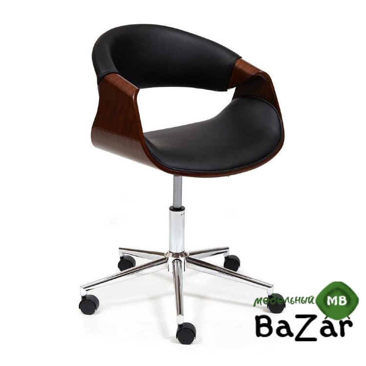 Кресло BEND орех, кож/зам черный