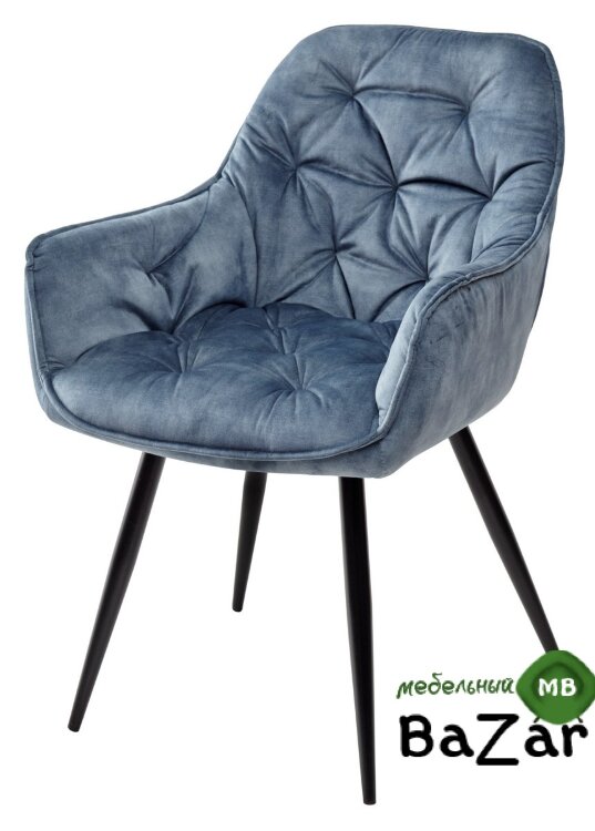 Стул MALTA 912-05 голубой, велюр/черный каркас 