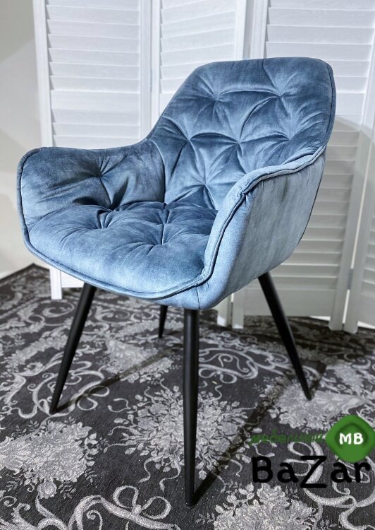 Стул MALTA 912-05 голубой, велюр/черный каркас 