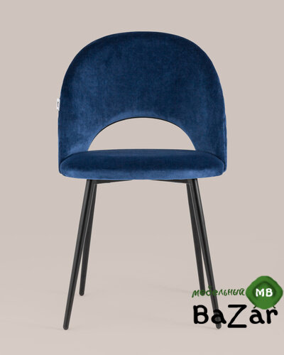 Стул Меган велюр с ромбами синий