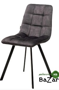 Стул CHILLI SQUARE VT5001-3 античный серый, велюр без "пальчиковый"/ черный каркас