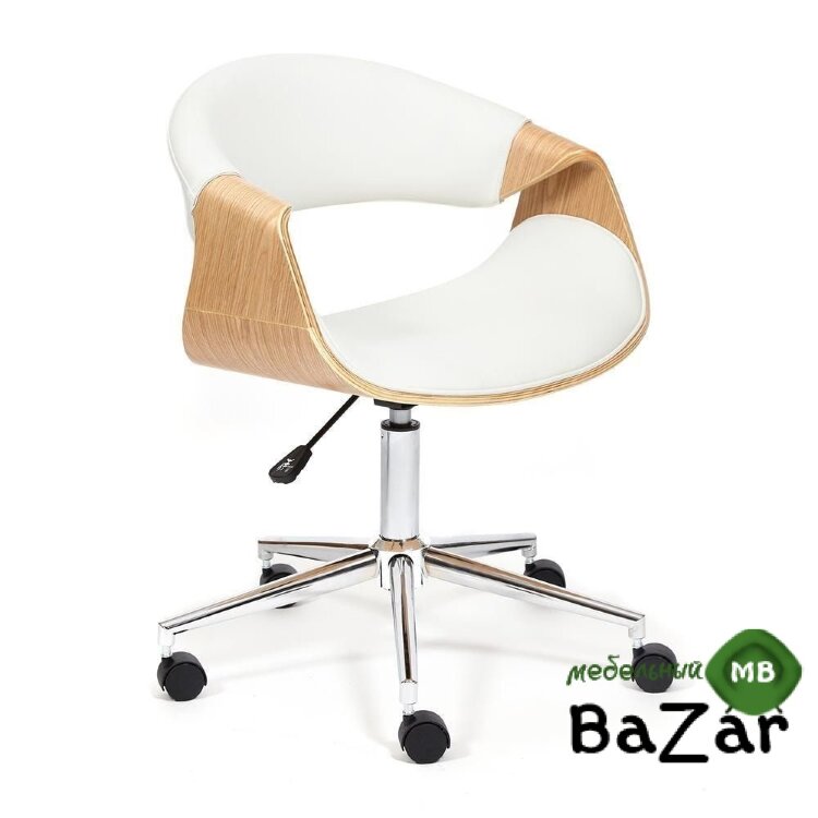 Кресло BEND натуральный, кож/зам белый