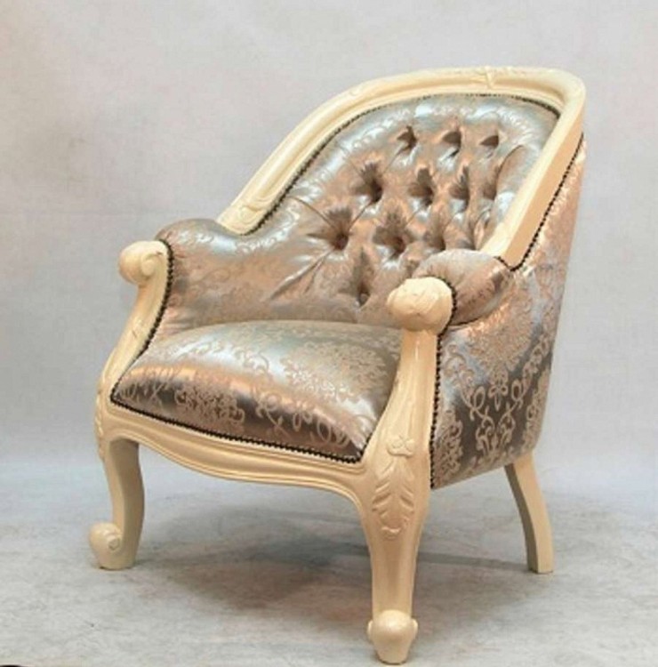 MK-CH01/1ST. Louis Tub chair кресло (массив красного дерева) IVORY (слон.кость) - БЕЖ, ОБИВКА с цветами 78*65*91 см