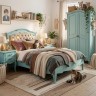 Кровать с мягким изголовьем 160*200 В216 Голубая