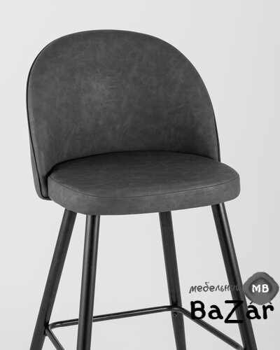Стул барный Лион темно-серая экокожа
