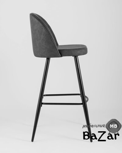 Стул барный Лион темно-серая экокожа
