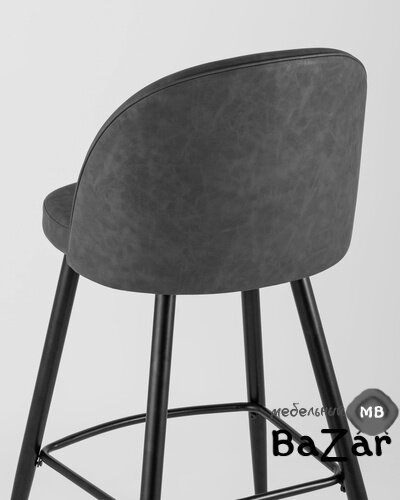 Стул барный Лион темно-серая экокожа