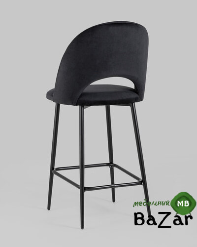 Стул полубарный Меган велюр черный
