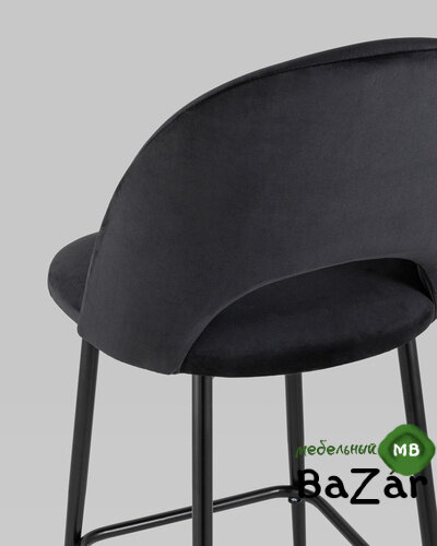 Стул полубарный Меган велюр черный