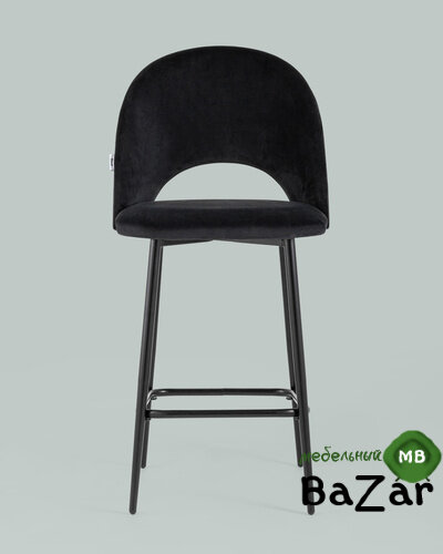 Стул полубарный Меган велюр черный
