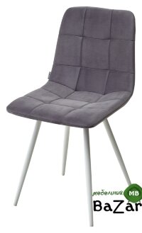 Стул UNO 25 СЕРЫЙ #27, велюр / БЕЛЫЙ 