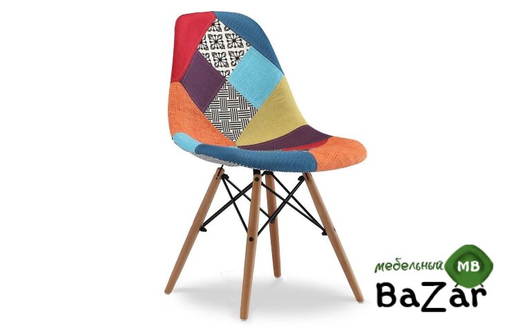 Стул Tarcento в стиле Eames пэчворк оранжевый/ткань