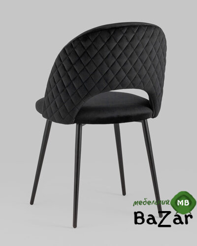Стул Меган велюр с ромбами черный Стул Меган велюр с ромбами черный