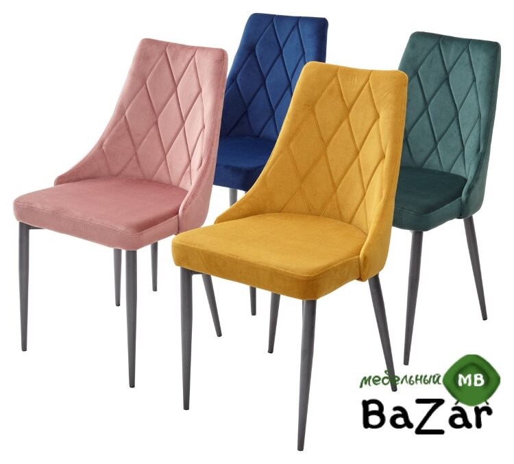 Стул NEPAL BLUVEL-14 GREY/ черный каркас, велюр